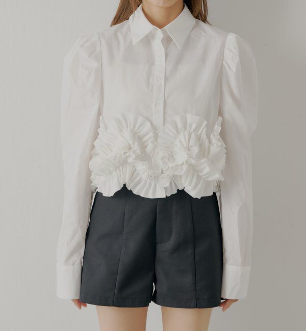  「【SALON by Chico】裾フリルデザインヘムブラウス」|シャツ・ブラウス|