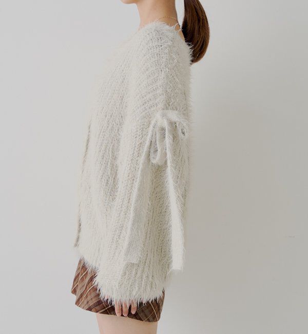  「袖リボンルーズリブカーディガン」|カーディガン|