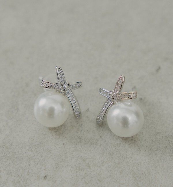  「リボンパールピアス」|ピアス|