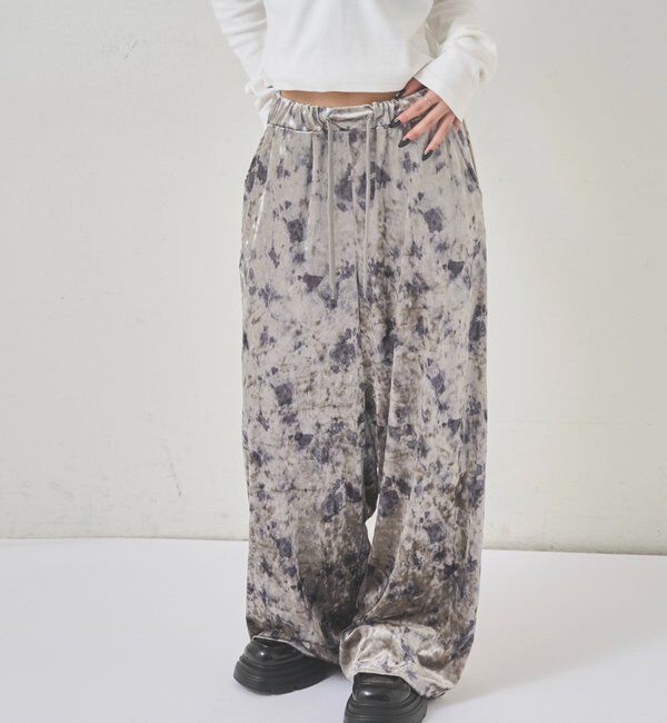  「花柄ベロアイージーパンツ」|チノ|