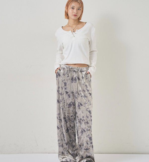  「花柄ベロアイージーパンツ」|チノ|