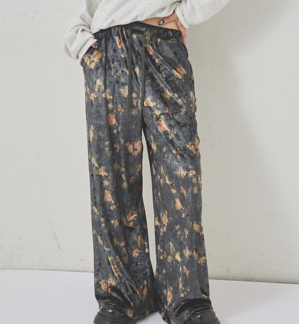  「花柄ベロアイージーパンツ」|チノ|