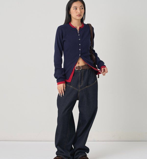  「レイヤードヘンリーナローカーデ」|ニット・セーター|