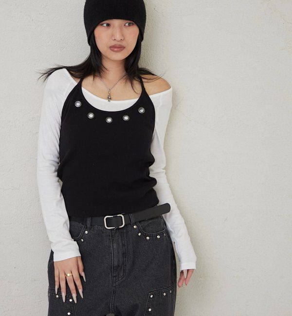  「アイレットホルターレイヤードトップス」|Tシャツ・カットソー|