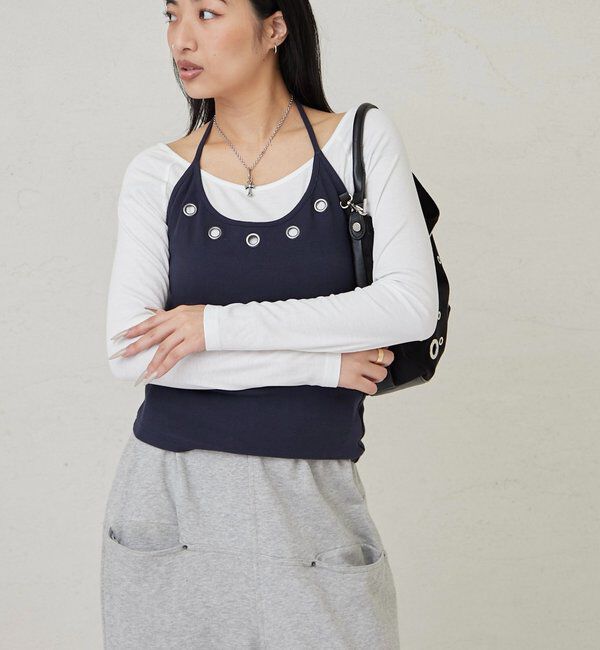  「アイレットホルターレイヤードトップス」|Tシャツ・カットソー|