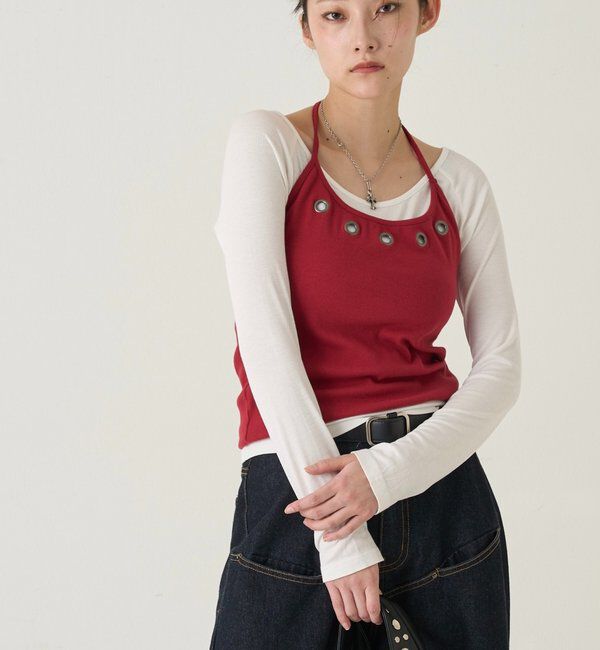  「アイレットホルターレイヤードトップス」|Tシャツ・カットソー|