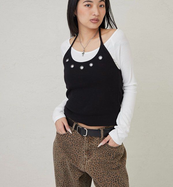  「アイレットホルターレイヤードトップス」|Tシャツ・カットソー|