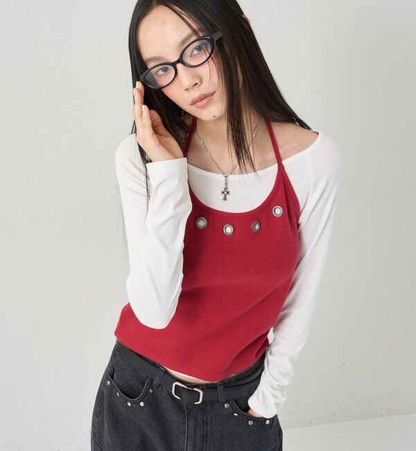  「アイレットホルターレイヤードトップス」|Tシャツ・カットソー|