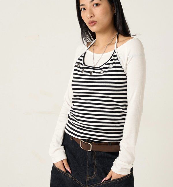  「アイレットホルターレイヤードトップス」|Tシャツ・カットソー|