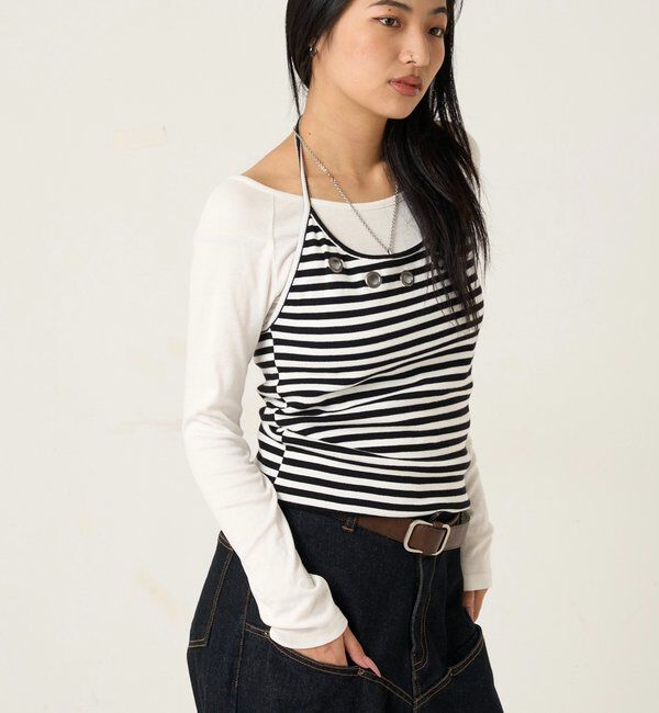  「アイレットホルターレイヤードトップス」|Tシャツ・カットソー|