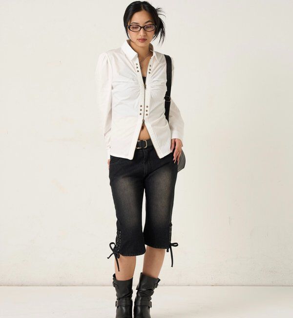  「ギャザースタッズコンパクトシャツ」|シャツ・ブラウス|