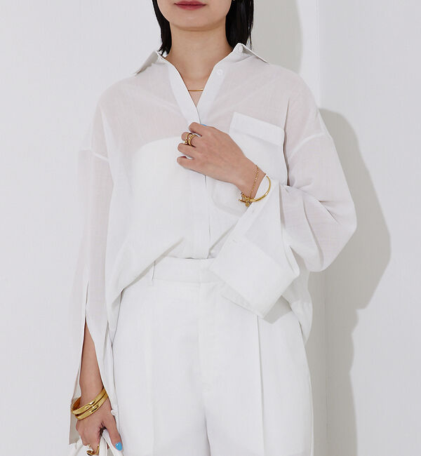 Rouge vif「【セットアップ対応】シアースリットスリーブボイルシャツ」|シャツ・ブラウス|ホワイト