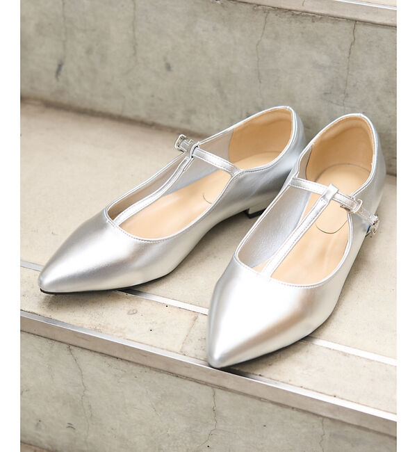 Rouge vif「【一部店舗限定】Tストラップパンプス」|パンプス|シルバー