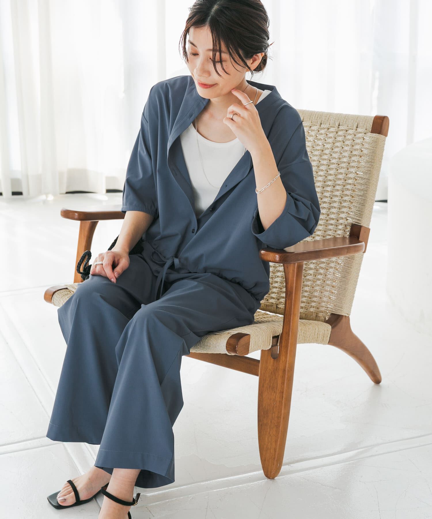 URBAN RESEARCH DOORS「『仁村紗和さん着用』『UR TECH』サマシェアドロストブラウス」|シャツ・ブラウス|