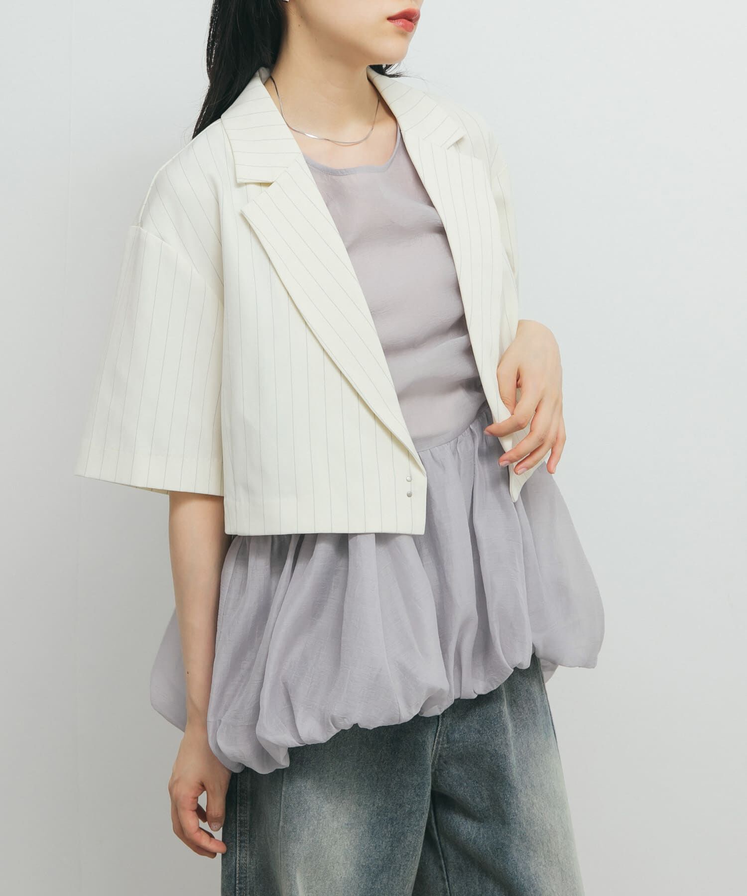  「ドロストバルーンスリーブレストップス」|チュニック|