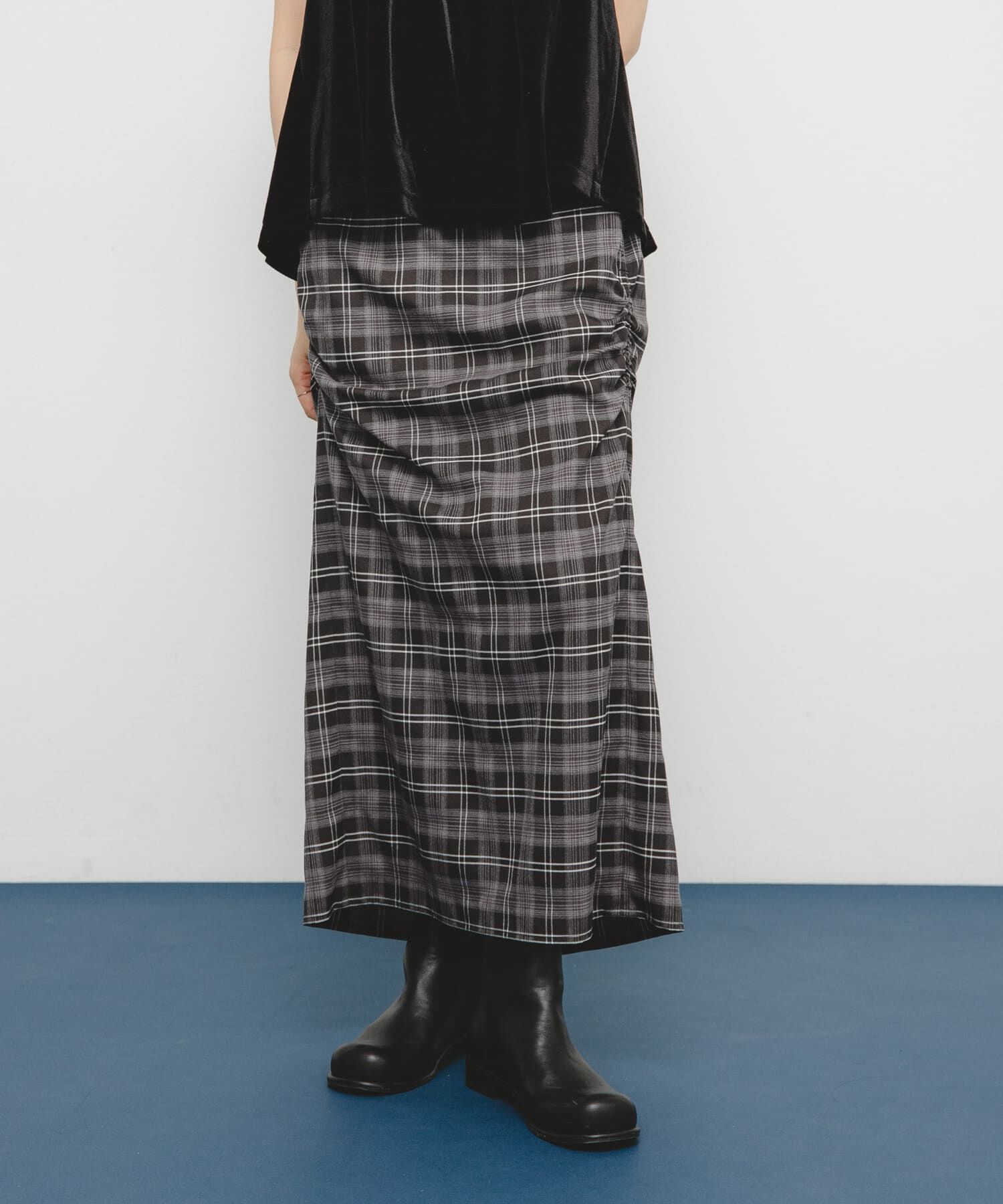  「サイドデザインチェックスカート」|スカート|