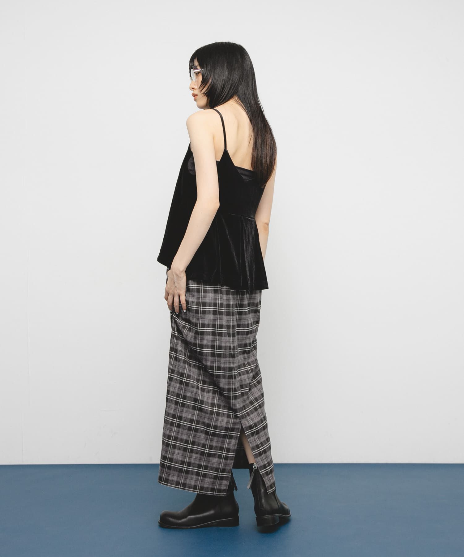  「サイドデザインチェックスカート」|スカート|