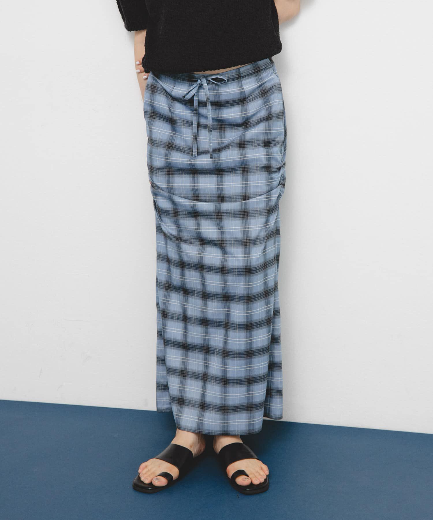  「サイドデザインチェックスカート」|スカート|