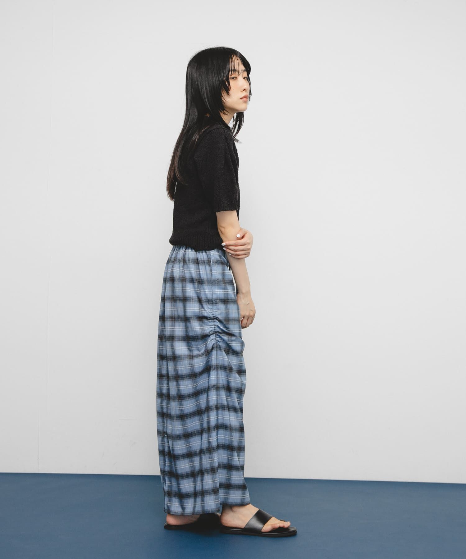  「サイドデザインチェックスカート」|スカート|