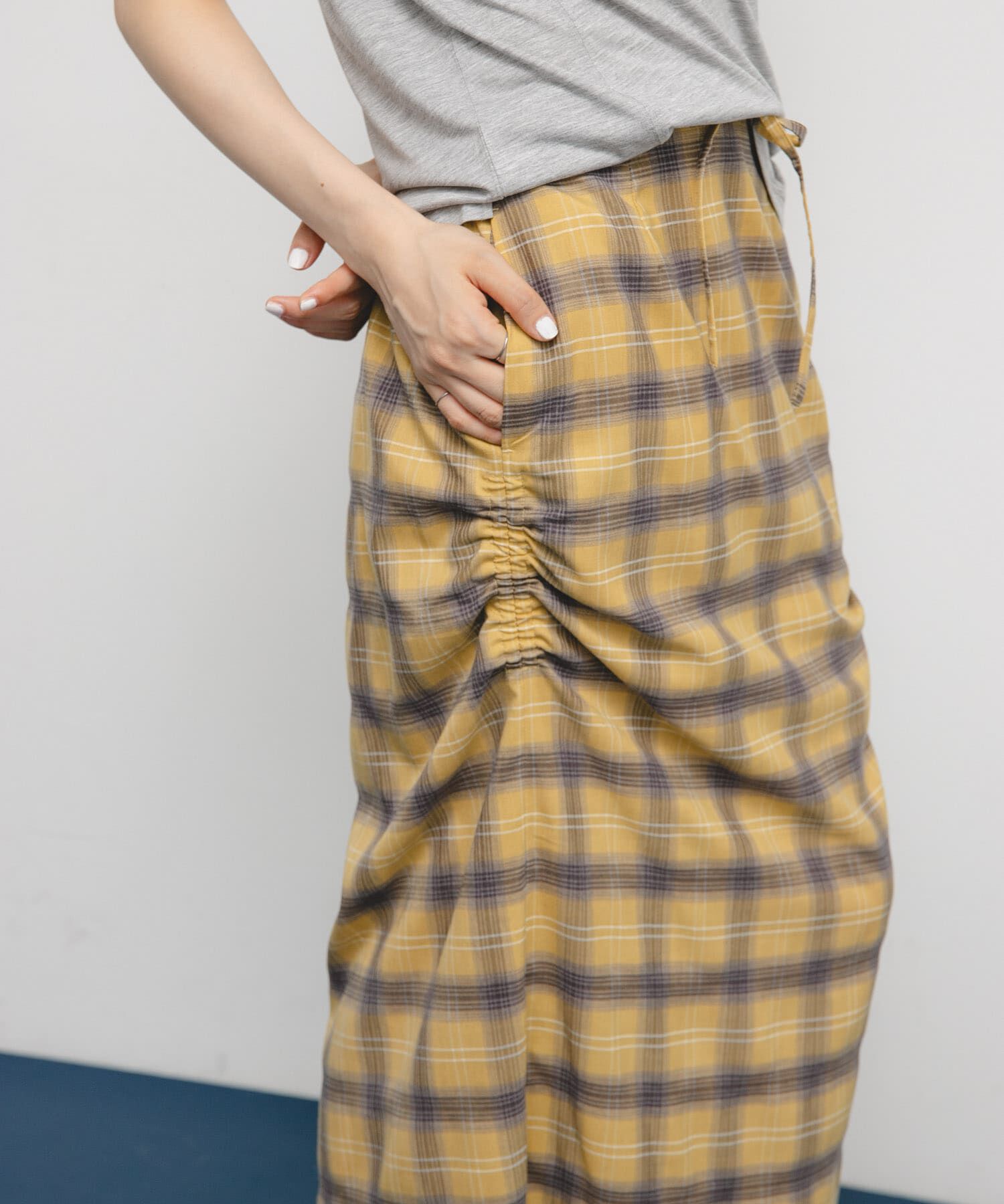  「サイドデザインチェックスカート」|スカート|