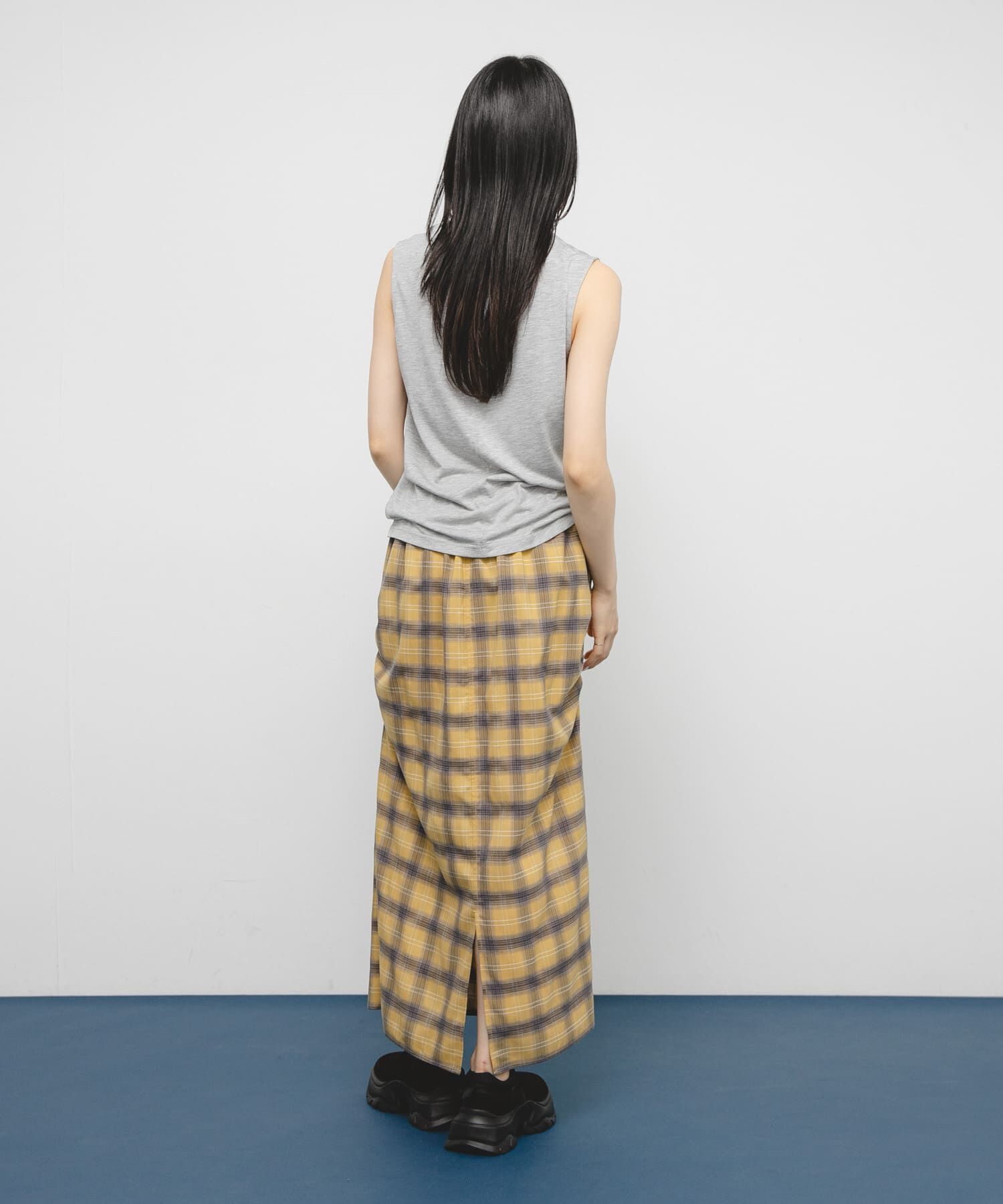  「サイドデザインチェックスカート」|スカート|