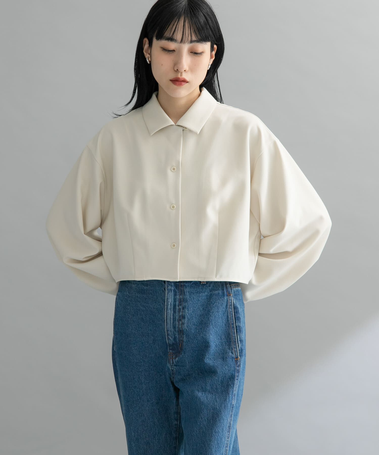  「『WEB限定』オープンカラーシャツ」|シャツ・ブラウス|アイボリー