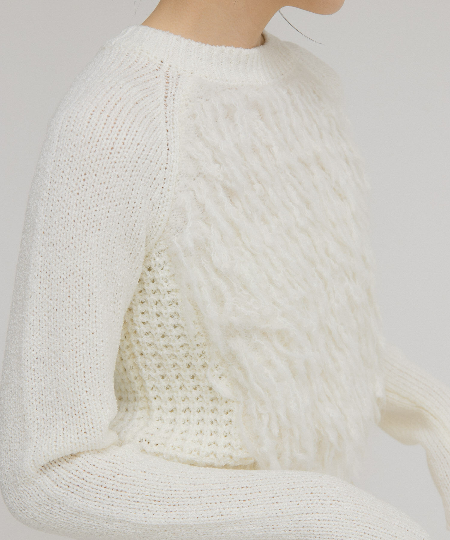  「コンパクトフリンジニット」|ニット・セーター|オフホワイト