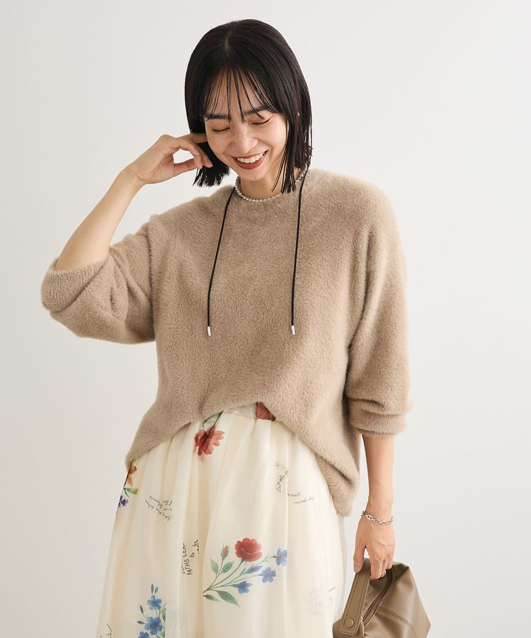 Green Parks「シャギークルーネックニットプルオーバー」|ニット・セーター|Gray Beige