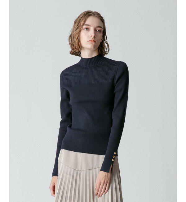 allureville「キリカエリブプルオーバー」|ニット・セーター|ネイビー