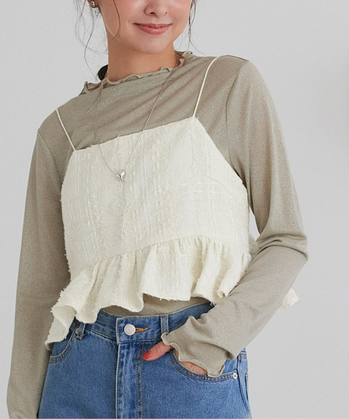 titivate「ラメツイードキャミソールトップス」|キャミソール|アイボリー