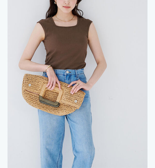 ur's「カップ付スクエアネックトップス/タンクトップ」|タンクトップ|