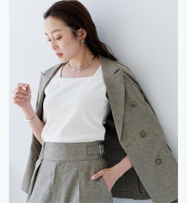 ur's「カップ付スクエアネックトップス/タンクトップ」|タンクトップ|