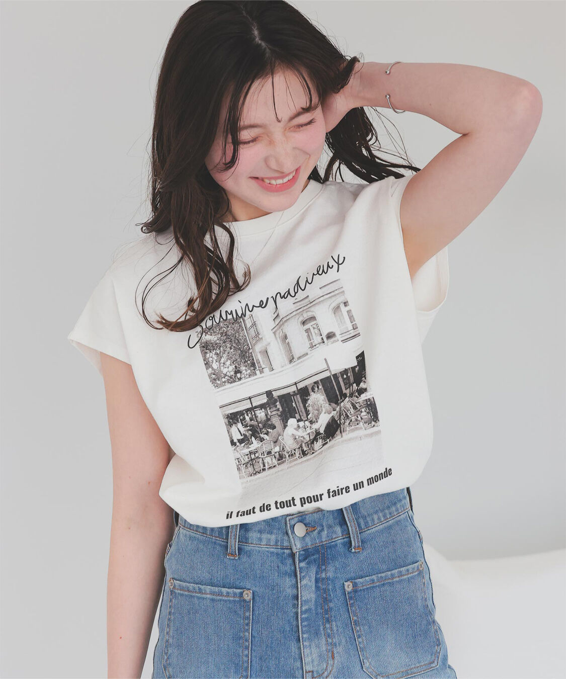 titivate「フレンチスリーブピグメントフォトプリントTシャツ」|Tシャツ・カットソー|