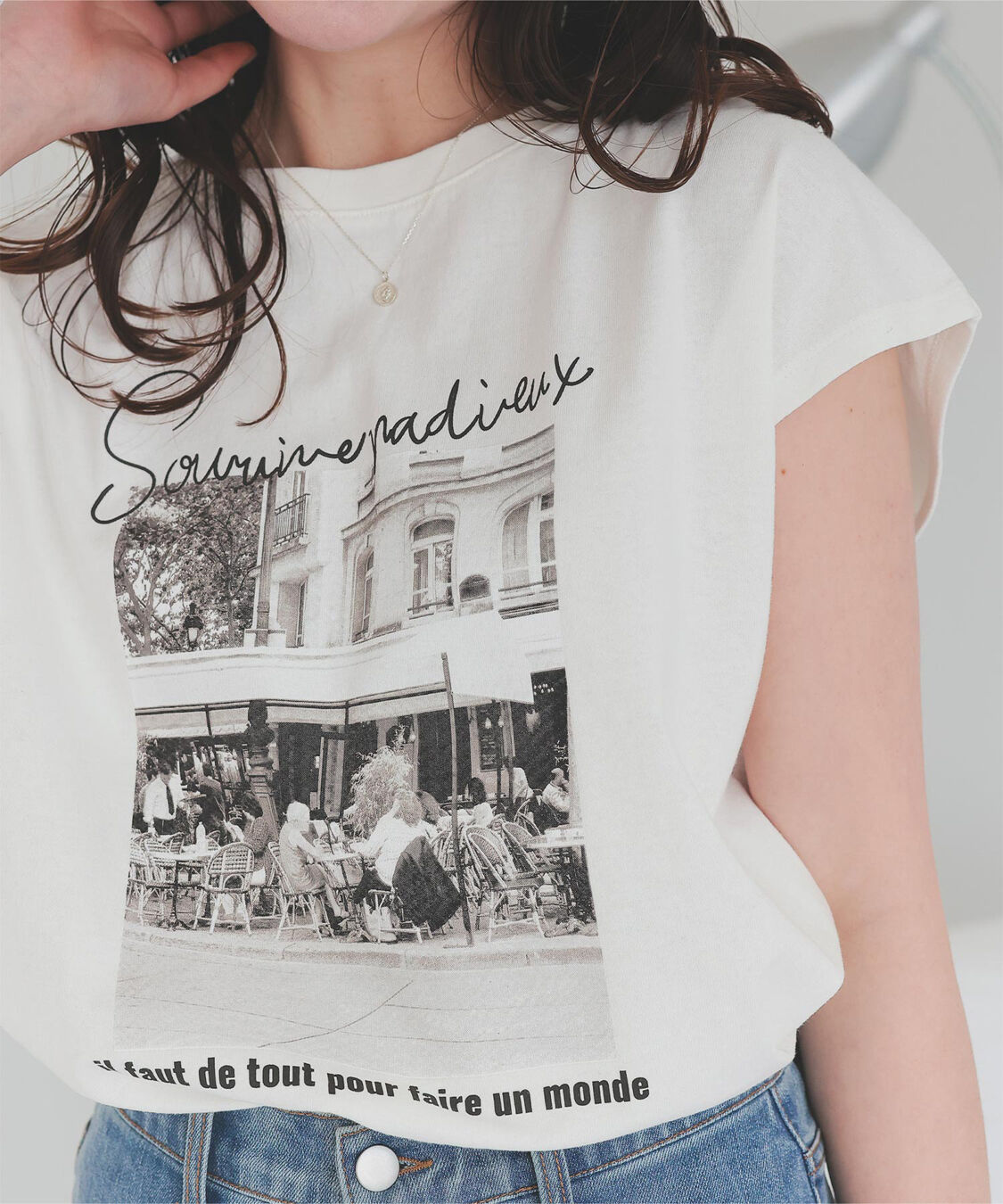 titivate「フレンチスリーブピグメントフォトプリントTシャツ」|Tシャツ・カットソー|