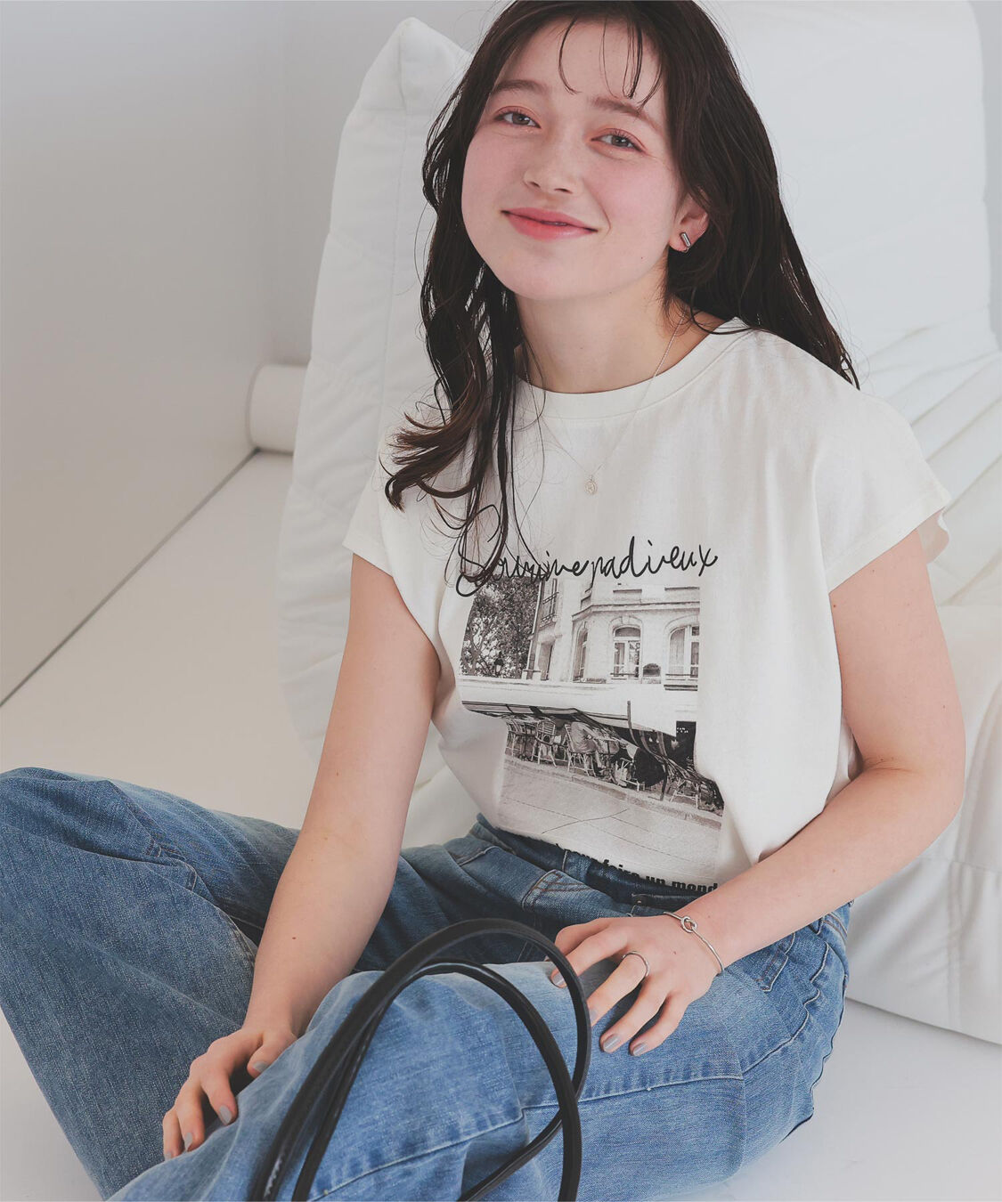 titivate「フレンチスリーブピグメントフォトプリントTシャツ」|Tシャツ・カットソー|