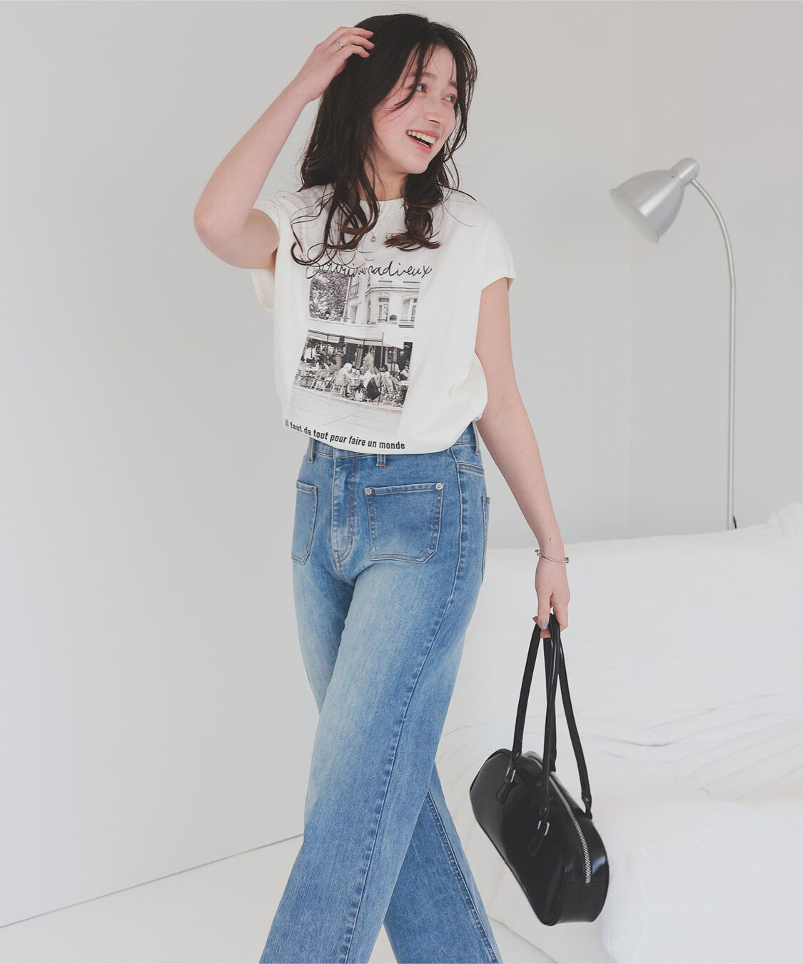 titivate「フレンチスリーブピグメントフォトプリントTシャツ」|Tシャツ・カットソー|