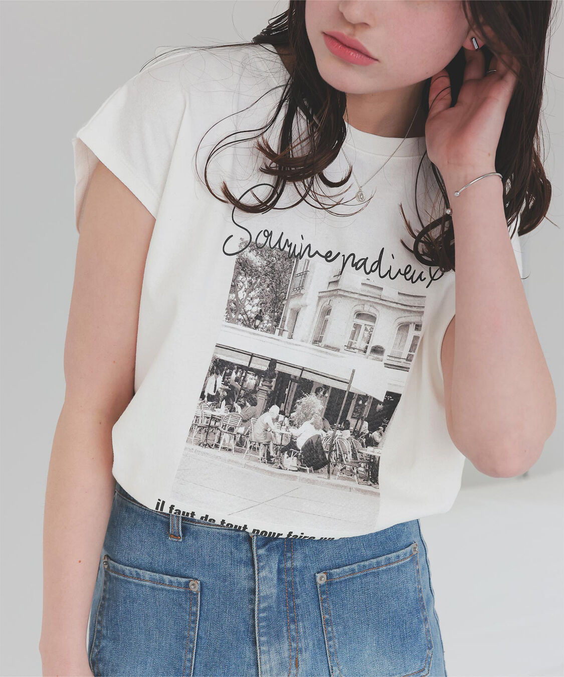 titivate「フレンチスリーブピグメントフォトプリントTシャツ」|Tシャツ・カットソー|