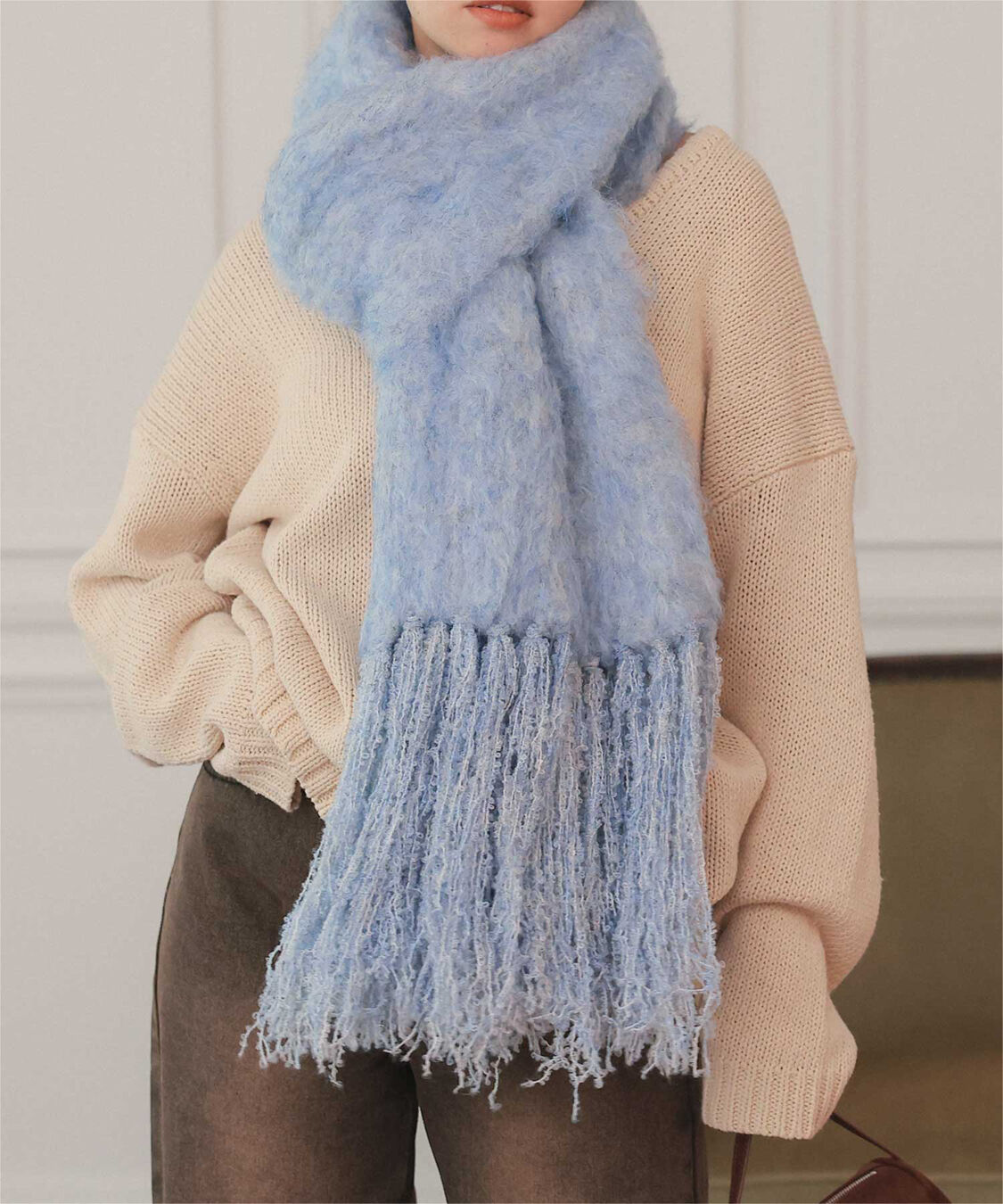 titivate「モヘアタッチボリュームマフラー」|マフラー|ライトブルー