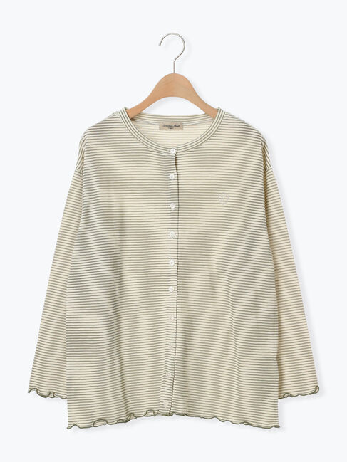 Samansa Mos2「ワンポイント刺繍シアーボーダーカーディガン」|カーディガン|