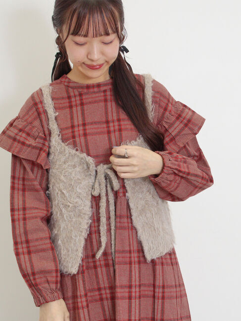 Samansa Mos2「前後2WAY起毛ニットビスチェ」|ダウンベスト・ベスト|ベージュ