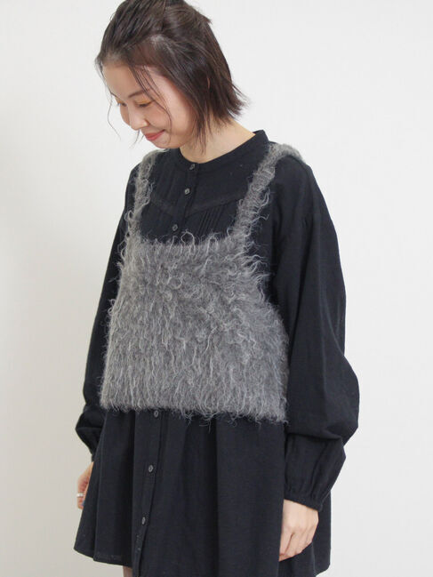 Samansa Mos2「前後2WAY起毛ニットビスチェ」|ダウンベスト・ベスト|チャコールグレー