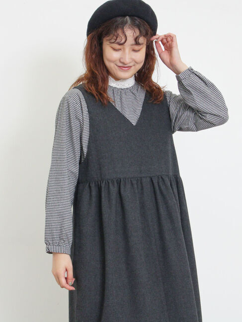 Samansa Mos2「【保温加工】襟レースブラウス」|シャツ・ブラウス|ブラック