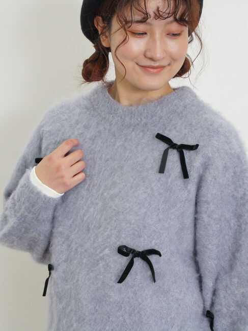 Samansa Mos2「ベロアリボン付ニット」|ニット・セーター|