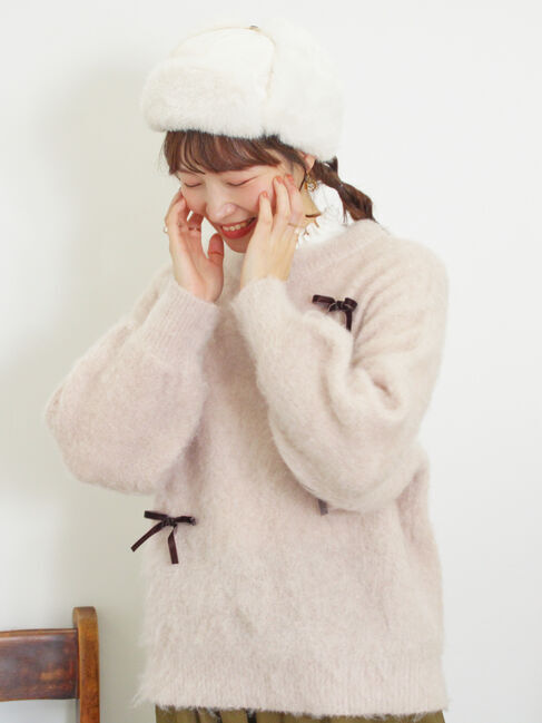 Samansa Mos2「ベロアリボン付ニット」|ニット・セーター|