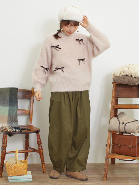 Samansa Mos2「ベロアリボン付ニット」|ニット・セーター|