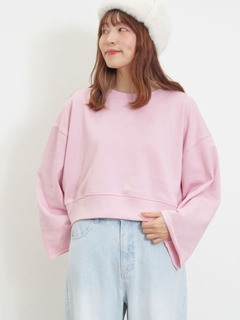 Samansa Mos2「◎ショート丈スウェット」|Tシャツ・カットソー|ピンク