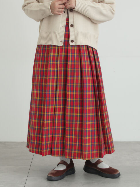 Samansa Mos2「【帯電防止裏地】柄アソートプリーツスカート」|スカート|レッド