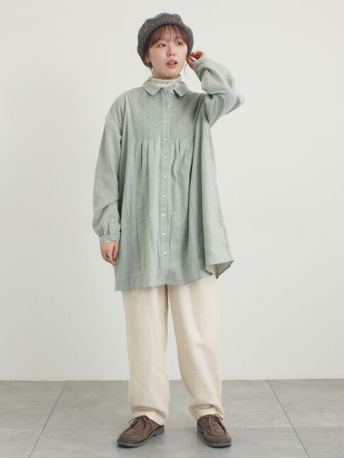 Samansa Mos2「シャーリング切替チュニック」|シャツ・ブラウス|ミント