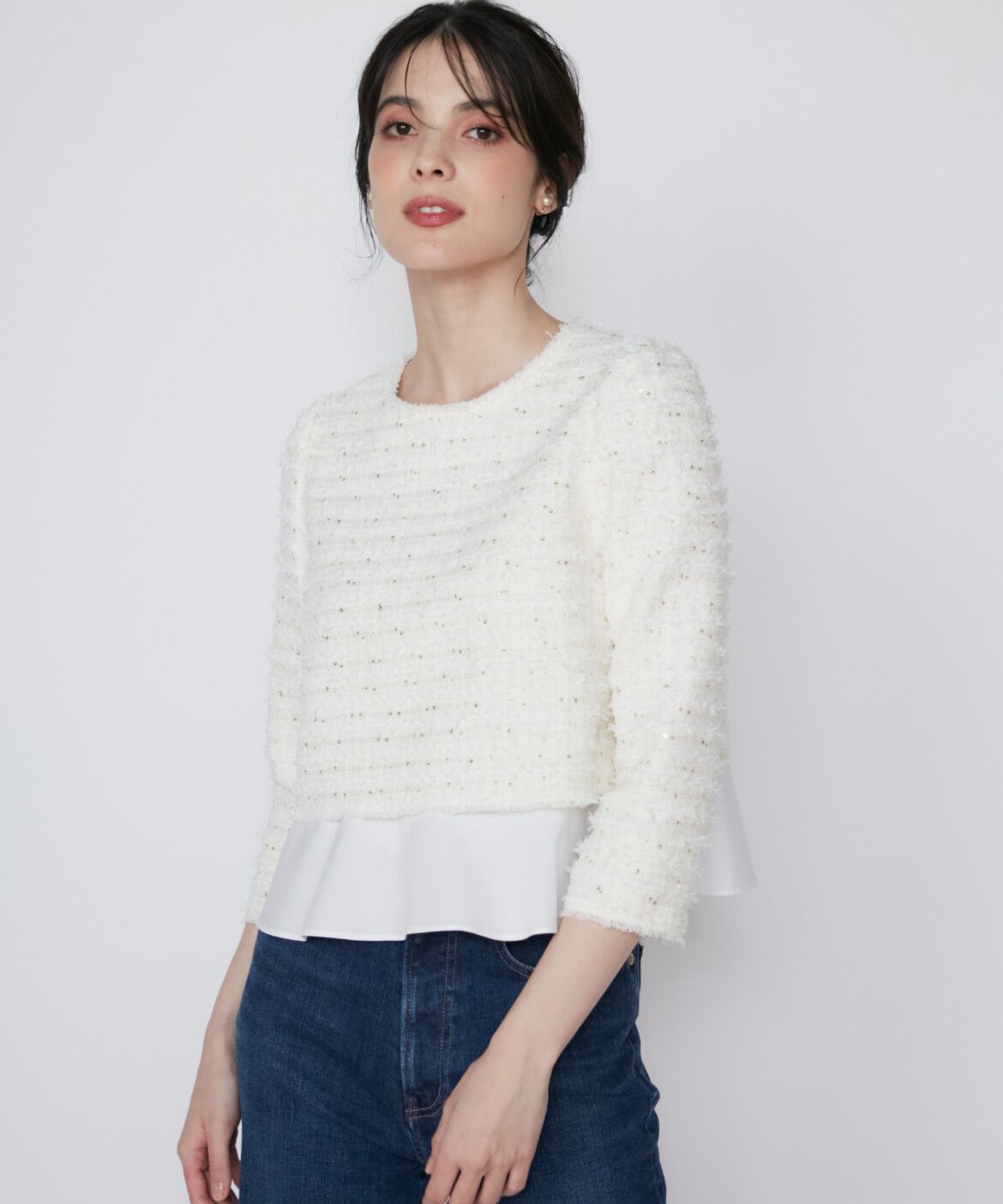 Maglie le cassetto「《M Maglie le cassetto》ラメスパンコールツイードブラウス」|シャツ・ブラウス|