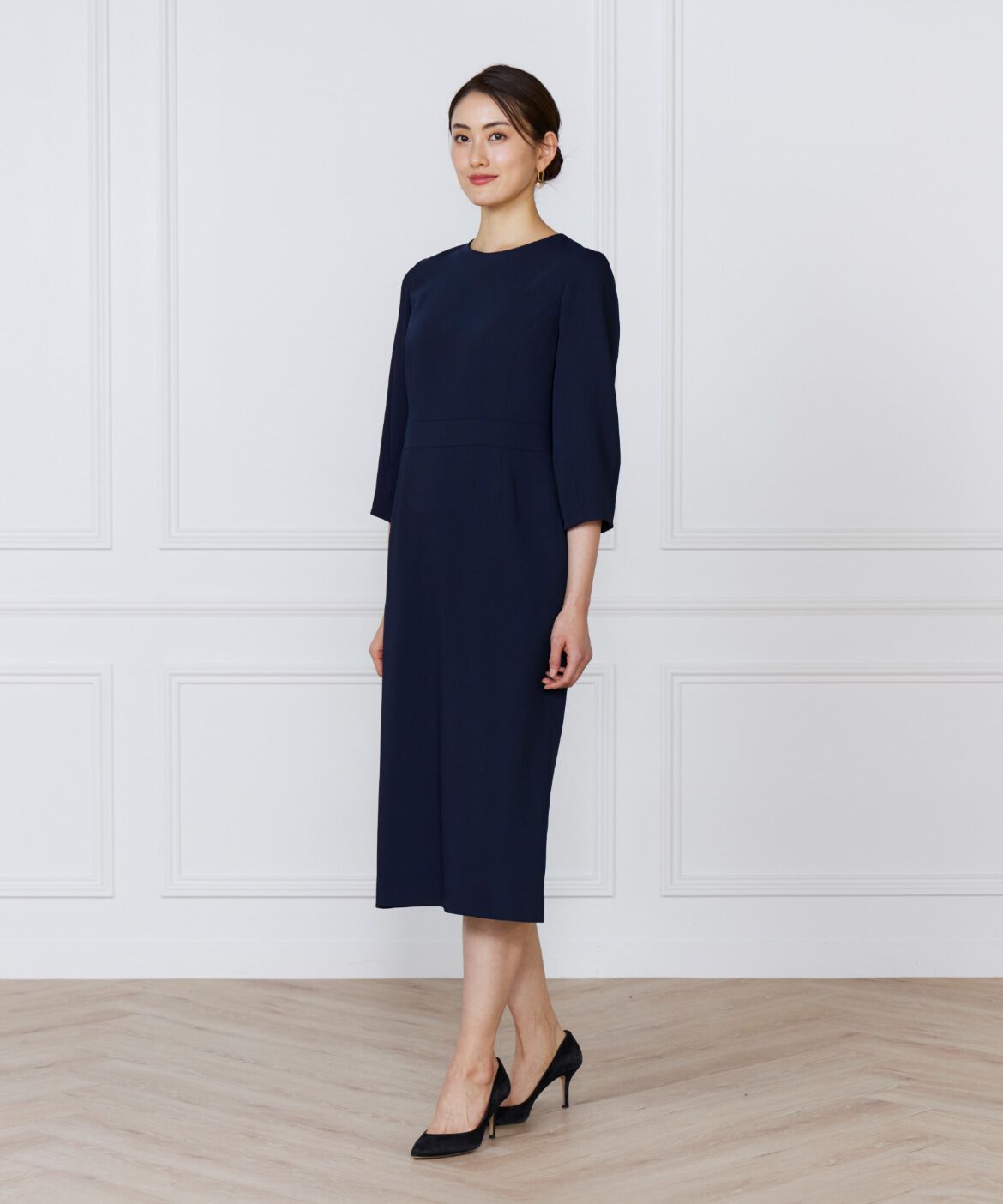 INED「《大きいサイズ》ハイウエストワンピース」|ワンピース|